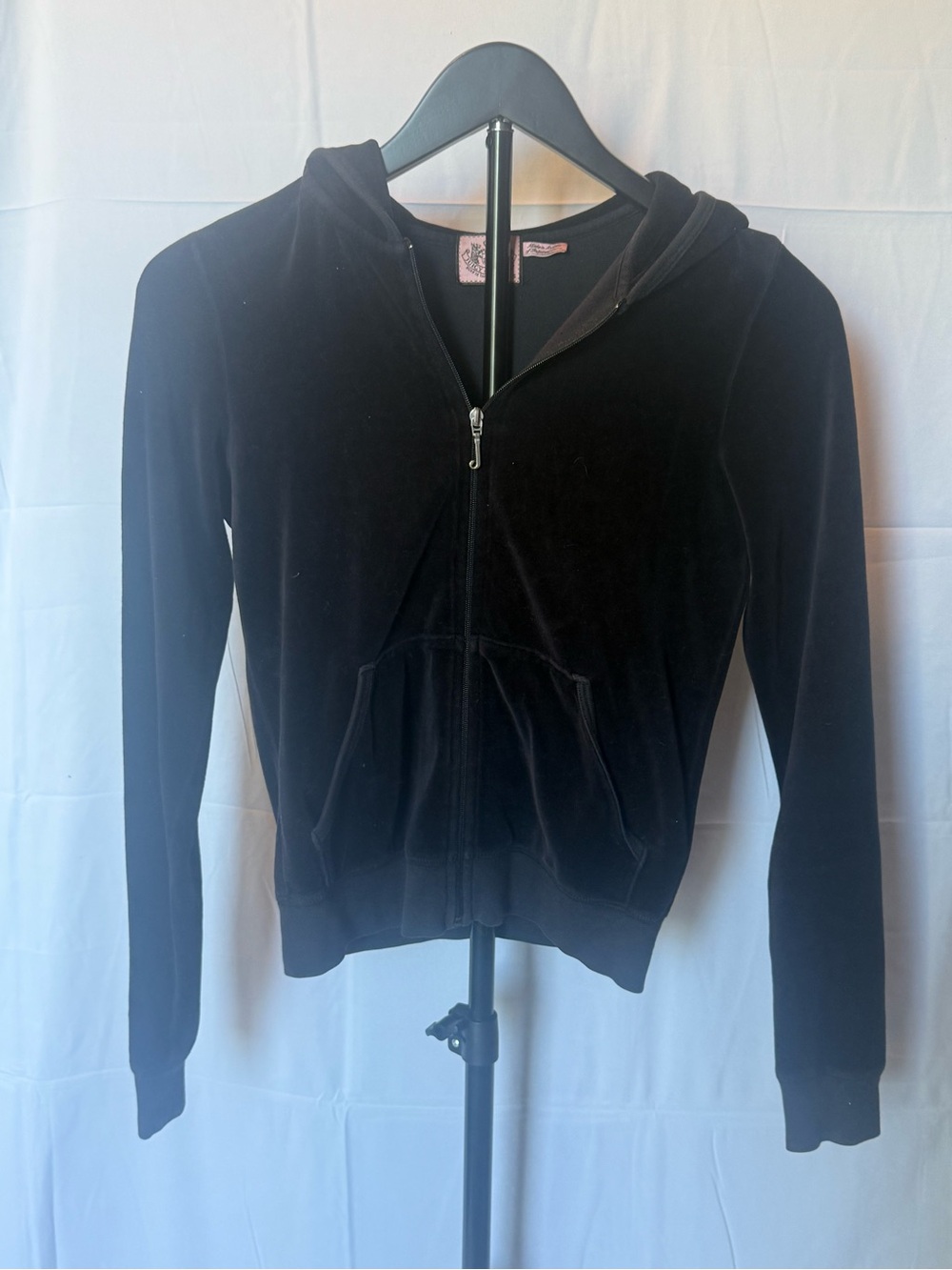 Juicy Couture Black Velvet Zip-Up Hoodie Jacket